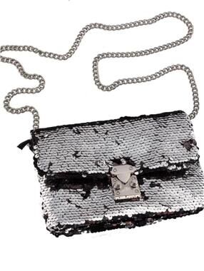 KC Jagger Silver Sequin Chain Crossbody Bag